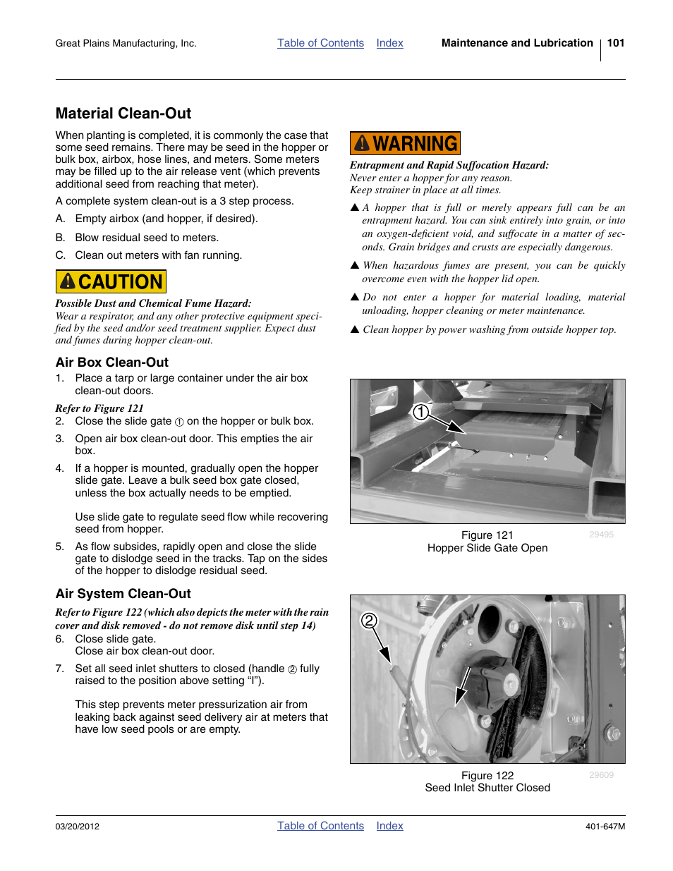 Material clean-out, Air box clean-out, Air system clean-out | Air box clean-out air system clean-out | Great Plains 3PYPA Operator Manual User Manual | Page 105 / 188