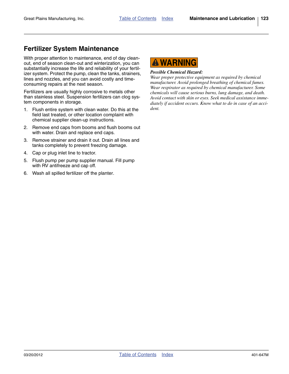 Fertilizer system maintenance | Great Plains 3PYPA Operator Manual User Manual | Page 127 / 188