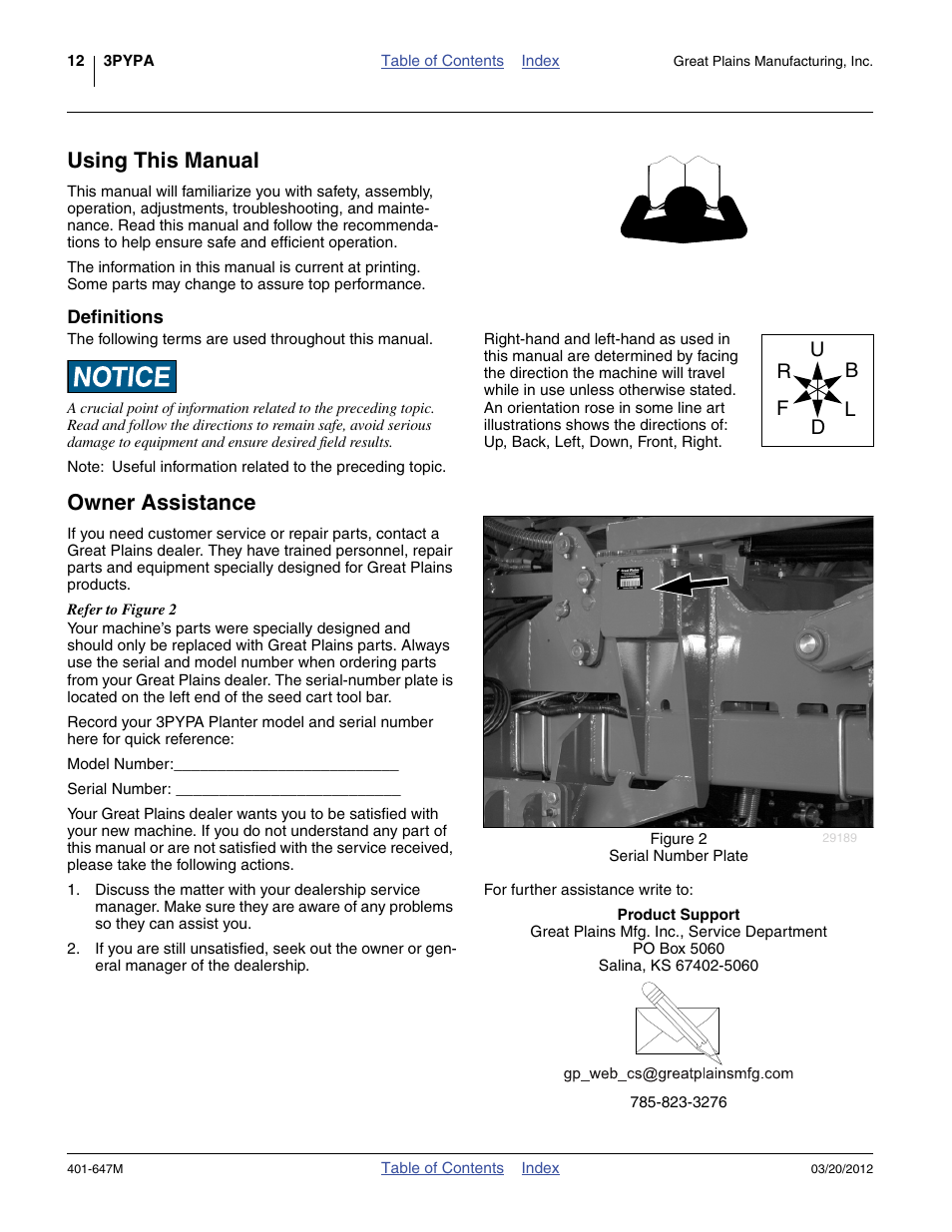 Using this manual, Definitions, Owner assistance | Great Plains 3PYPA Operator Manual User Manual | Page 16 / 188