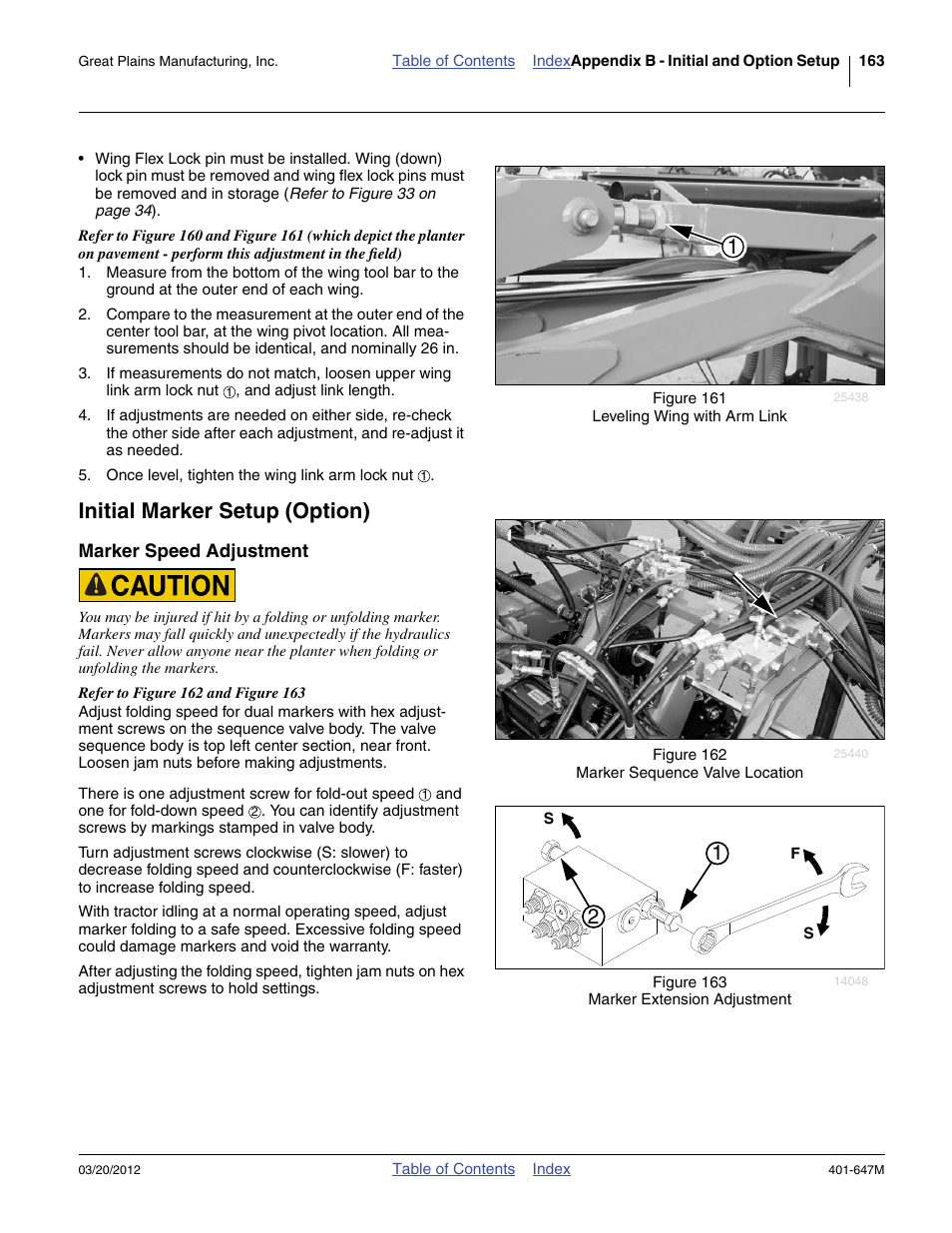 Initial marker setup (option), Marker speed adjustment | Great Plains 3PYPA Operator Manual User Manual | Page 167 / 188