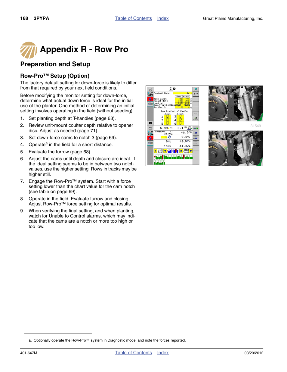 Appendix r - row pro, Preparation and setup, Row-pro™ setup (option) | Great Plains 3PYPA Operator Manual User Manual | Page 172 / 188