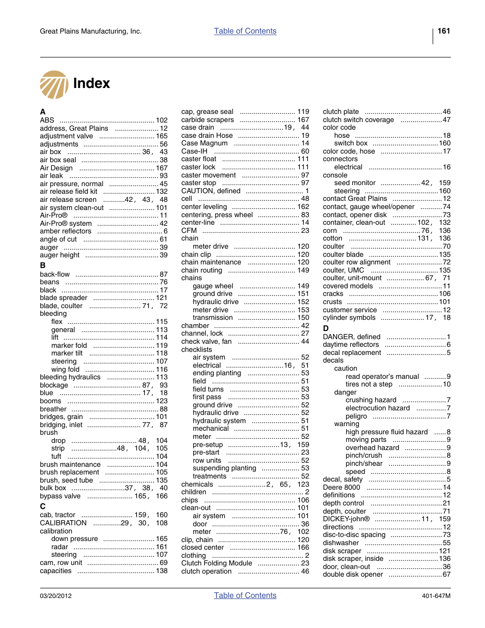 Index, Appendix | Great Plains 3PYPA Operator Manual User Manual | Page 181 / 188