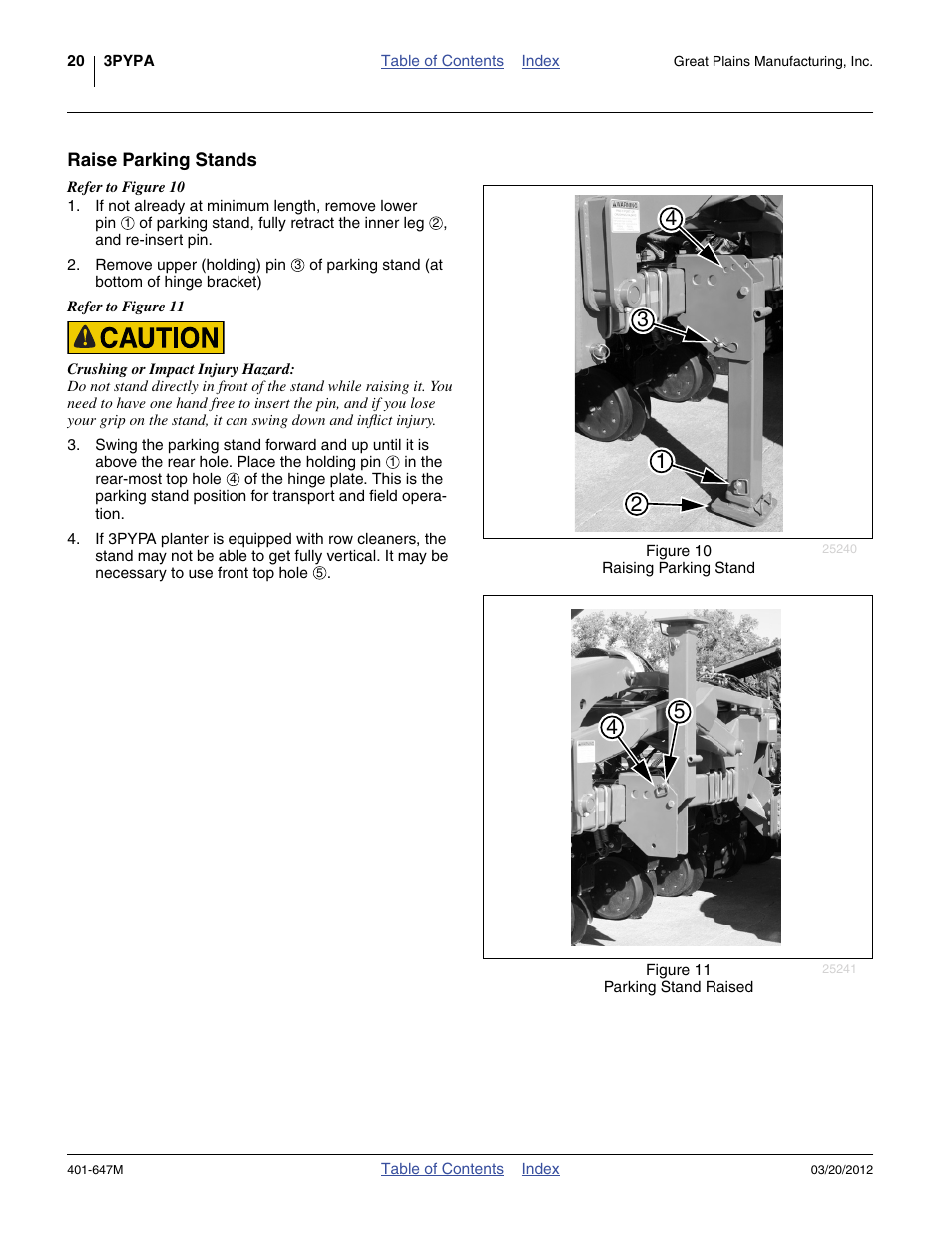 Raise parking stands | Great Plains 3PYPA Operator Manual User Manual | Page 24 / 188