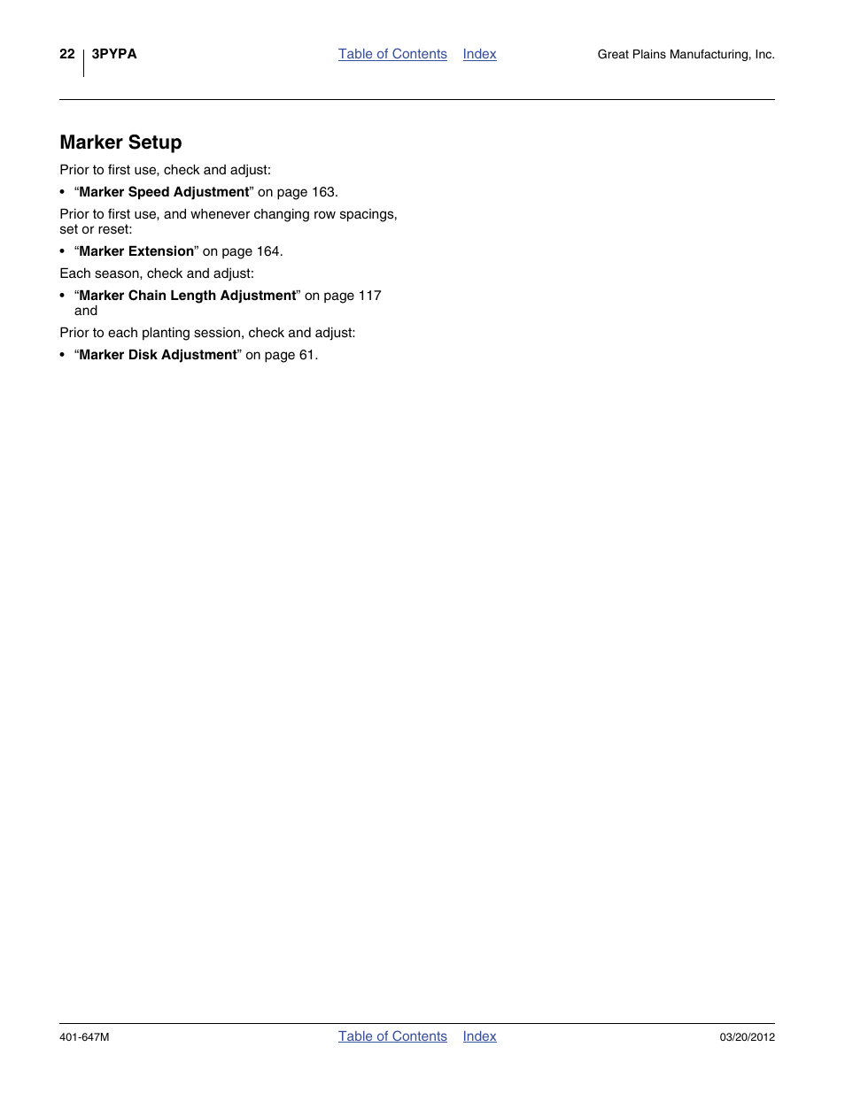 Marker setup | Great Plains 3PYPA Operator Manual User Manual | Page 26 / 188