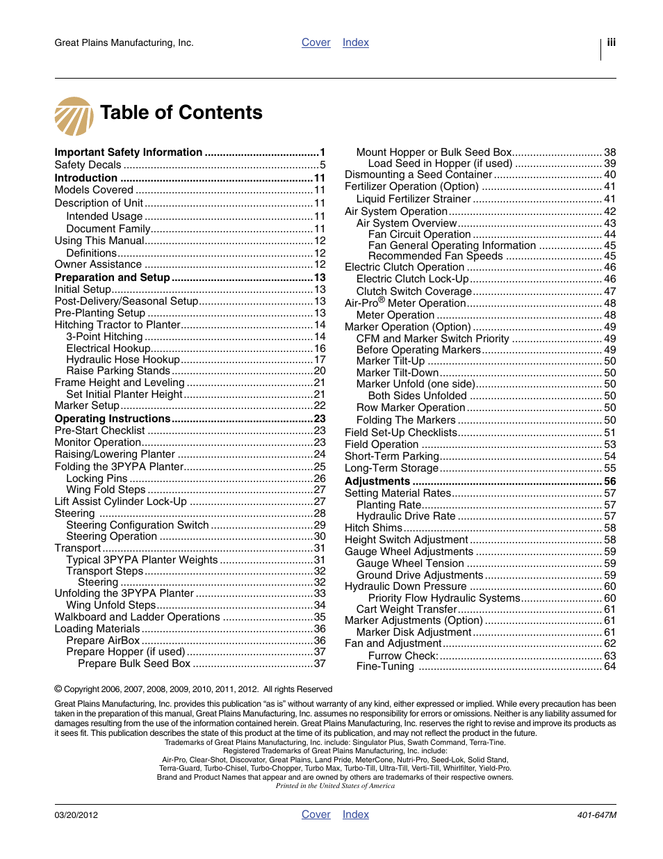 Great Plains 3PYPA Operator Manual User Manual | Page 3 / 188