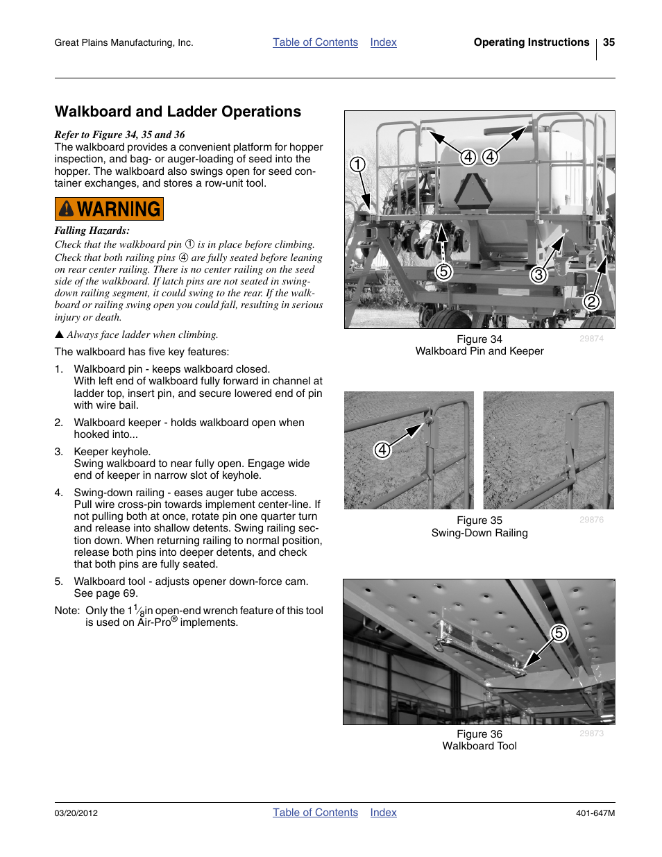 Walkboard and ladder operations | Great Plains 3PYPA Operator Manual User Manual | Page 39 / 188