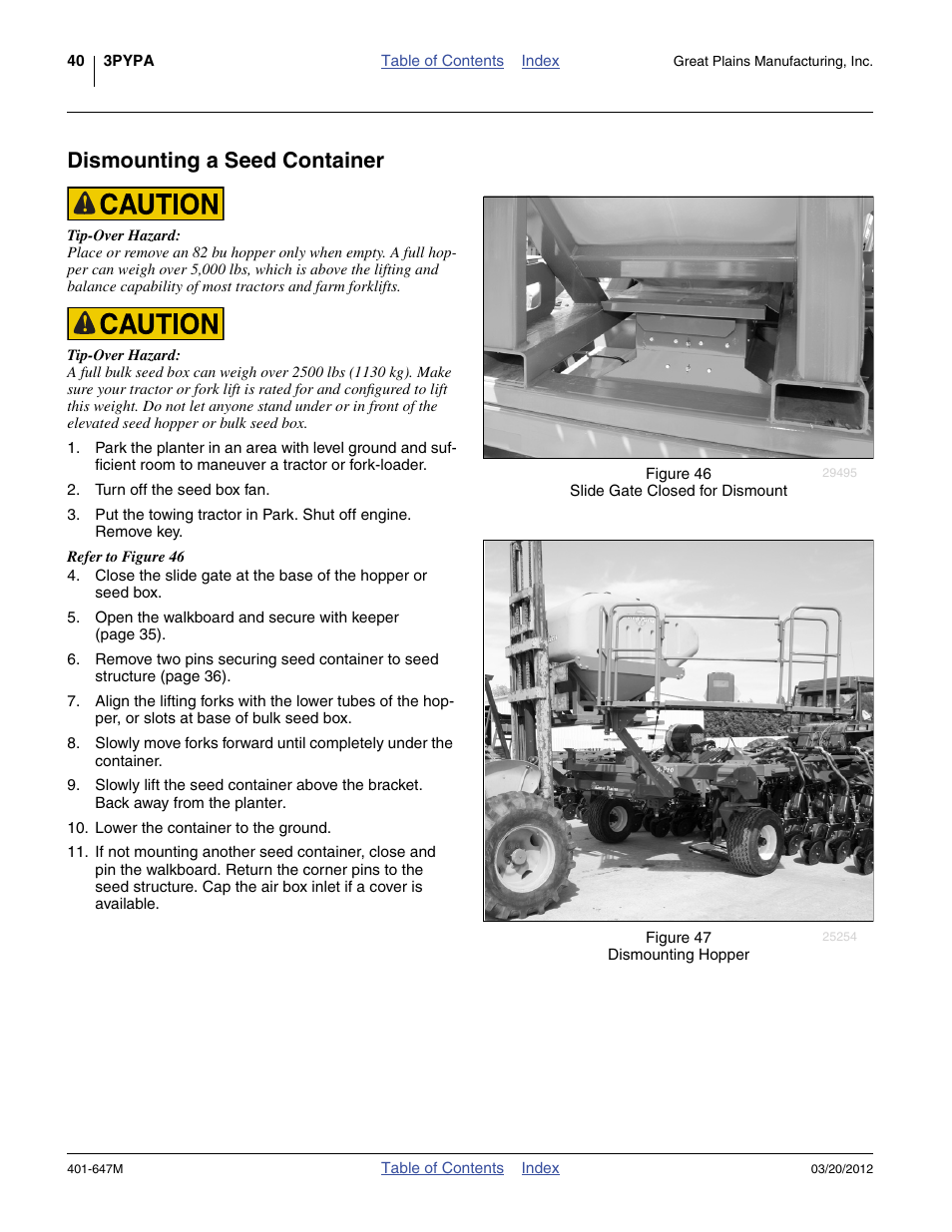 Dismounting a seed container | Great Plains 3PYPA Operator Manual User Manual | Page 44 / 188