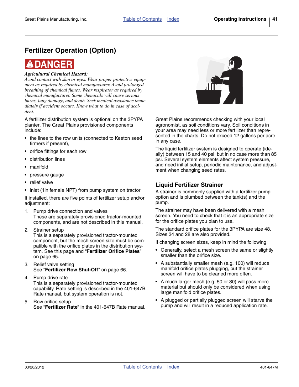 Fertilizer operation (option), Liquid fertilizer strainer | Great Plains 3PYPA Operator Manual User Manual | Page 45 / 188
