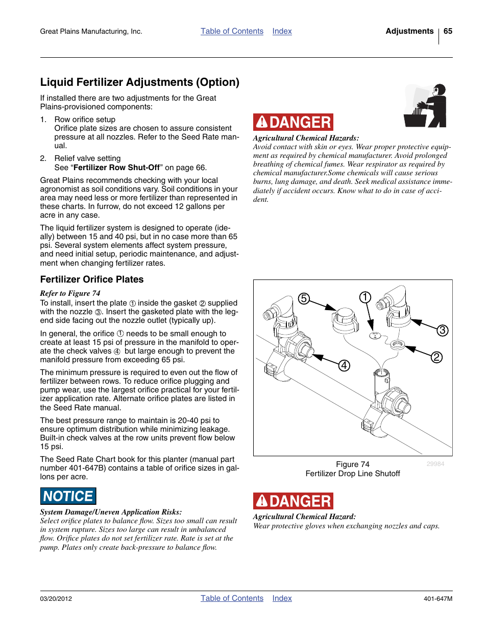 Liquid fertilizer adjustments (option), Fertilizer orifice plates | Great Plains 3PYPA Operator Manual User Manual | Page 69 / 188