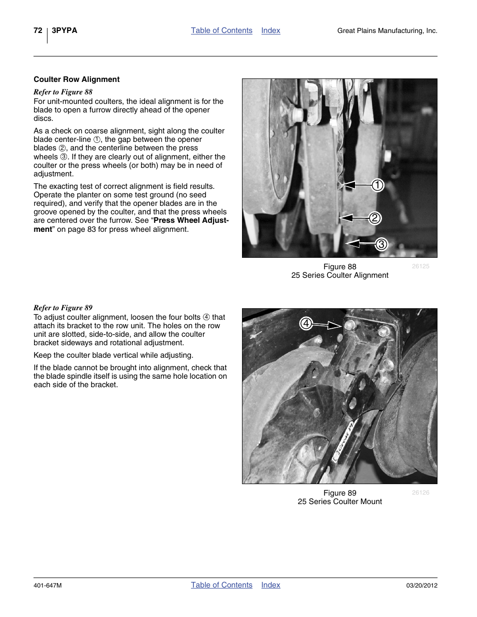 Coulter row alignment | Great Plains 3PYPA Operator Manual User Manual | Page 76 / 188