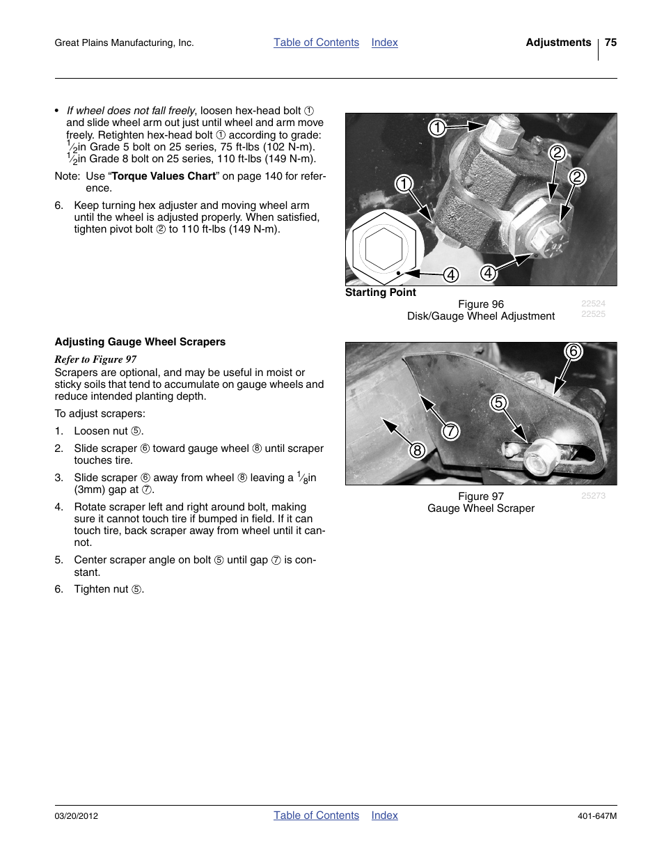 Adjusting gauge wheel scrapers, Refer to figure 96 | Great Plains 3PYPA Operator Manual User Manual | Page 79 / 188