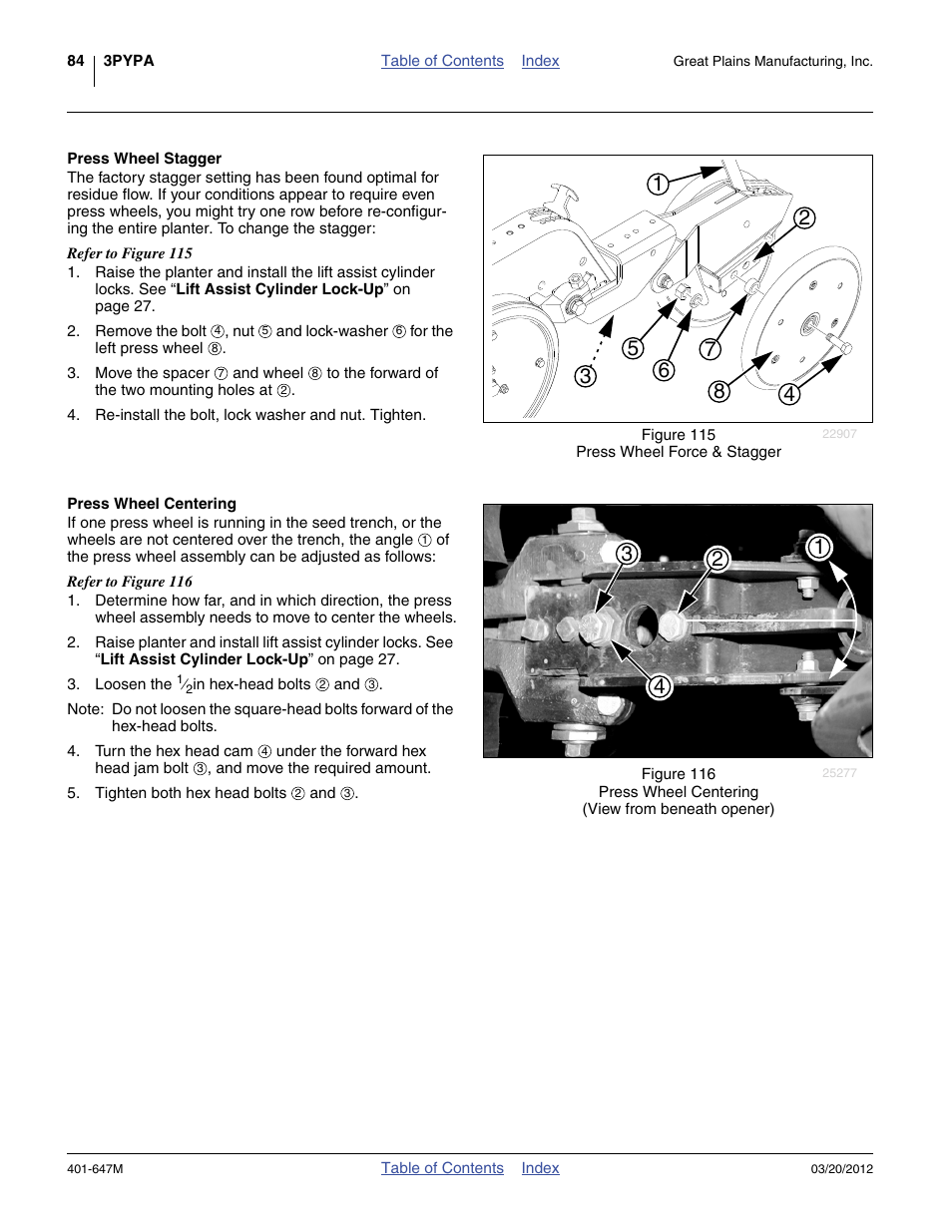 Press wheel stagger, Press wheel centering, Press wheel stagger press wheel centering | Great Plains 3PYPA Operator Manual User Manual | Page 88 / 188