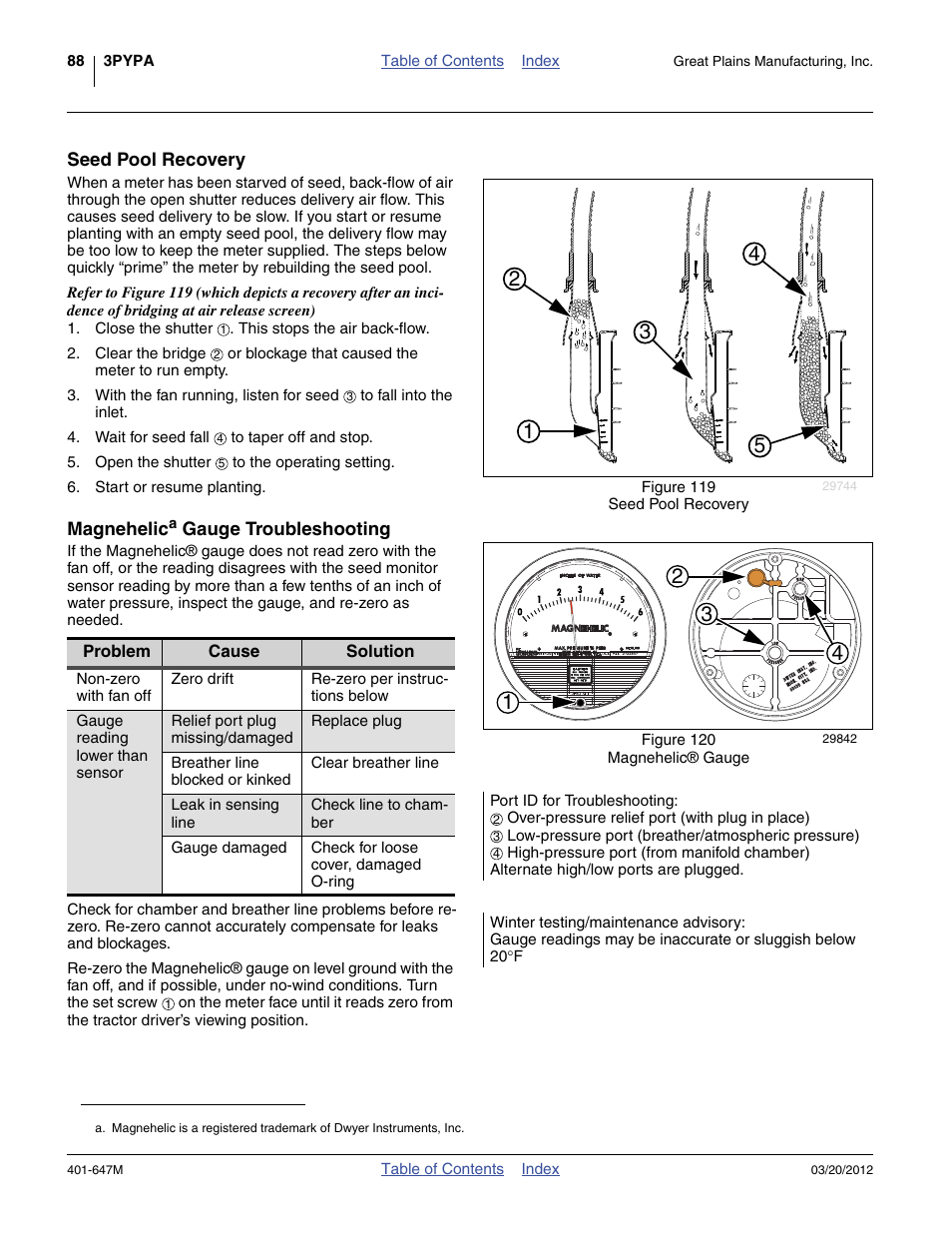 Seed pool recovery, Magnehelic gauge troubleshooting | Great Plains 3PYPA Operator Manual User Manual | Page 92 / 188
