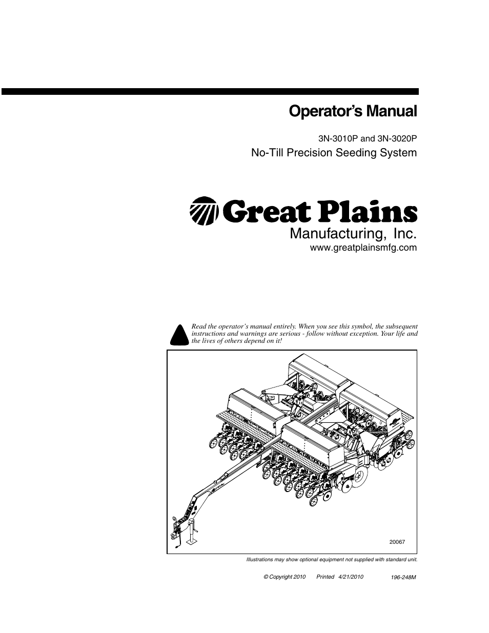 Great Plains 3N-3020P Operator Manual User Manual | 111 pages