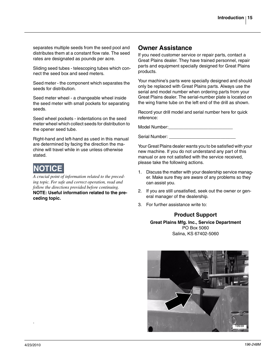 Owner assistance | Great Plains 3N-3020P Operator Manual User Manual | Page 17 / 111