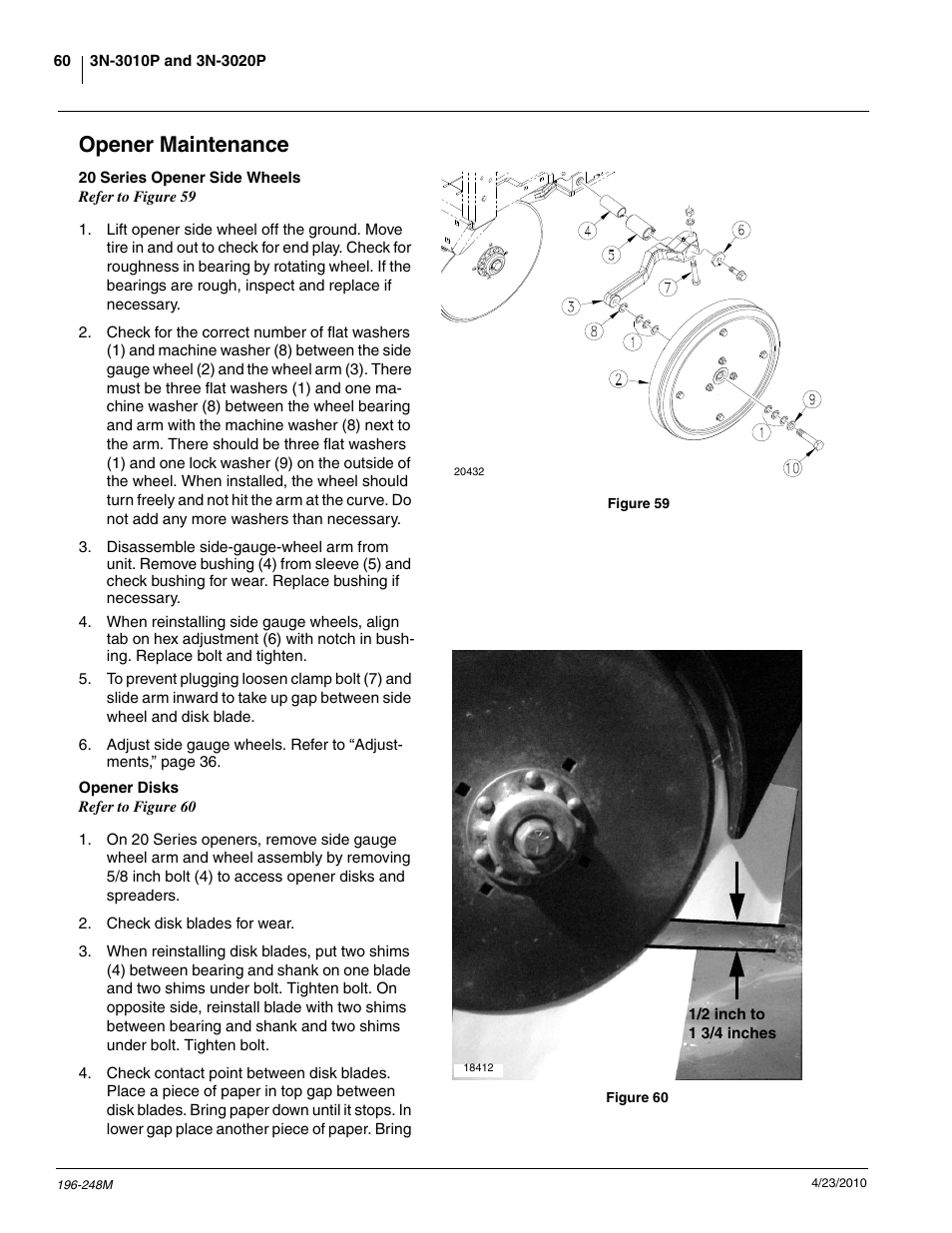 Opener maintenance | Great Plains 3N-3020P Operator Manual User Manual | Page 62 / 111