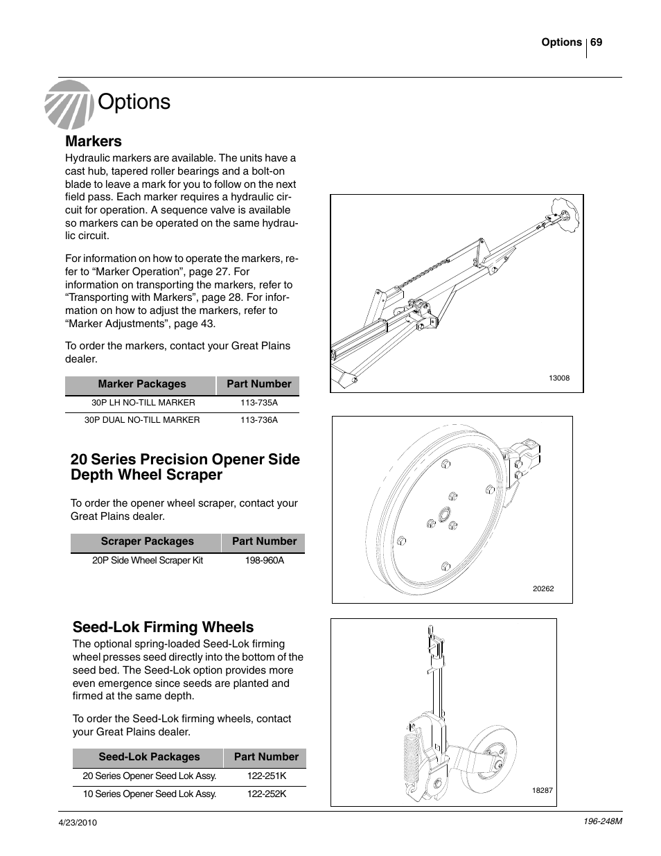 Options, Markers, Seed-lok firming wheels | Great Plains 3N-3020P Operator Manual User Manual | Page 71 / 111