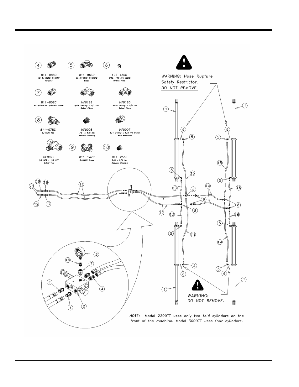 Hydraulic fold system 2200tt & 3000tt (s/n, 1173nn<->1410nn) | Great Plains 4000TT Parts Manual User Manual | Page 90 / 188