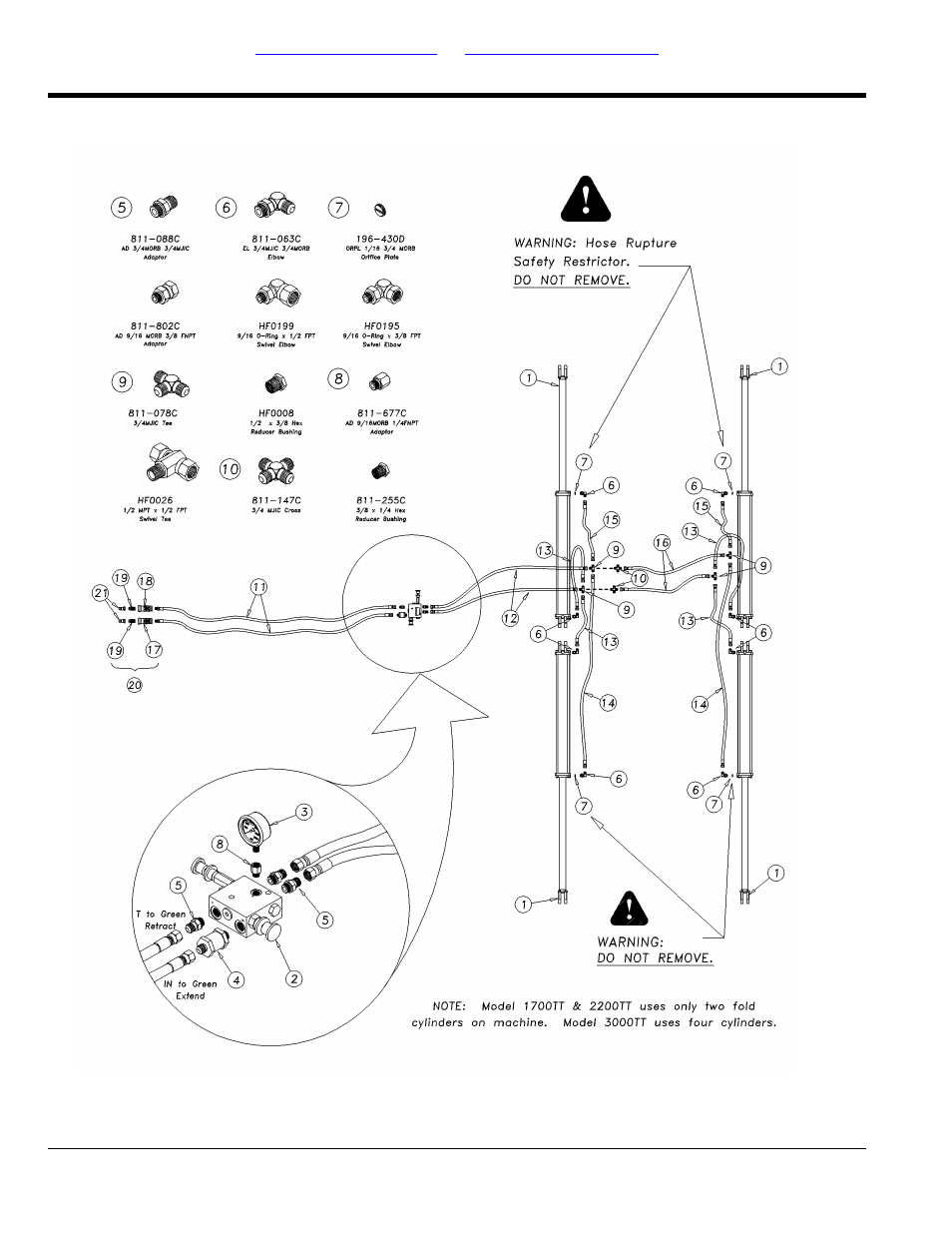 Hydraulic fold system 1700tt, 2200tt & 3000tt (s/n, 1411nn+) | Great Plains 4000TT Parts Manual User Manual | Page 92 / 188