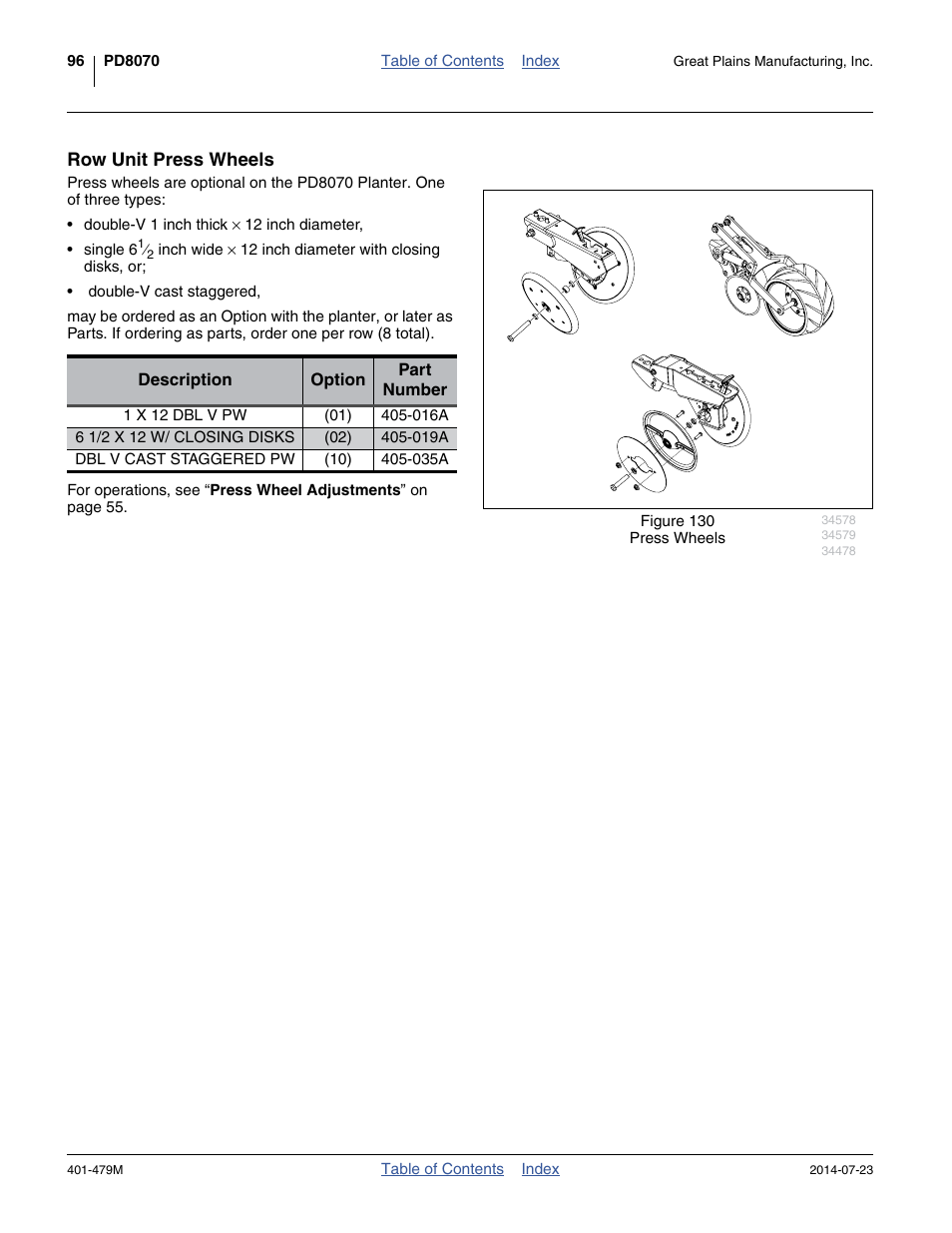Row unit press wheels | Great Plains PD8070 Operator Manual User Manual | Page 100 / 114