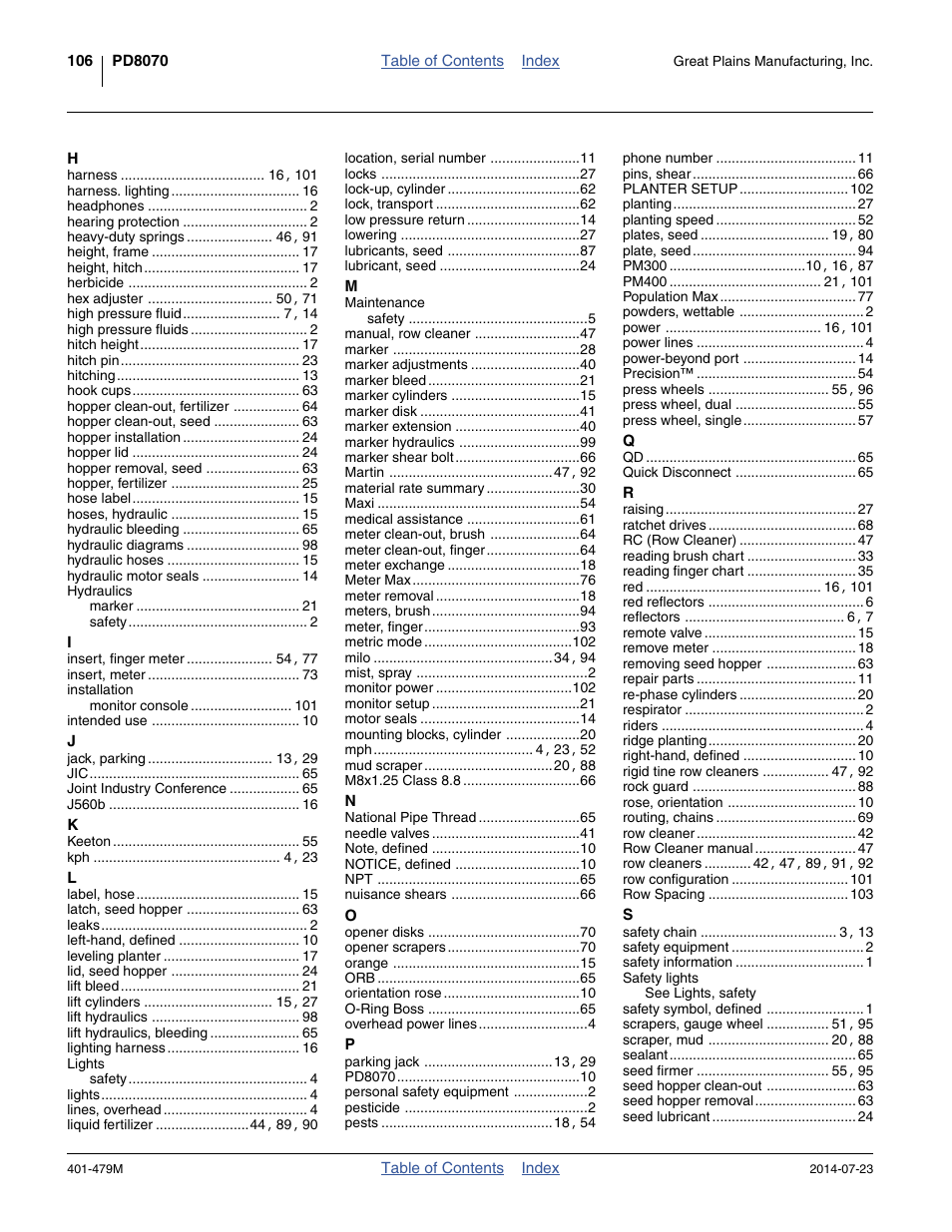 Great Plains PD8070 Operator Manual User Manual | Page 110 / 114