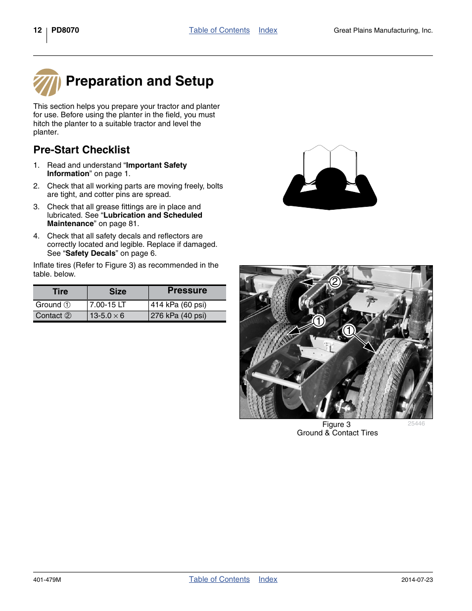 Preparation and setup, Pre-start checklist, Preparation and setup pre-start checklist | Great Plains PD8070 Operator Manual User Manual | Page 16 / 114