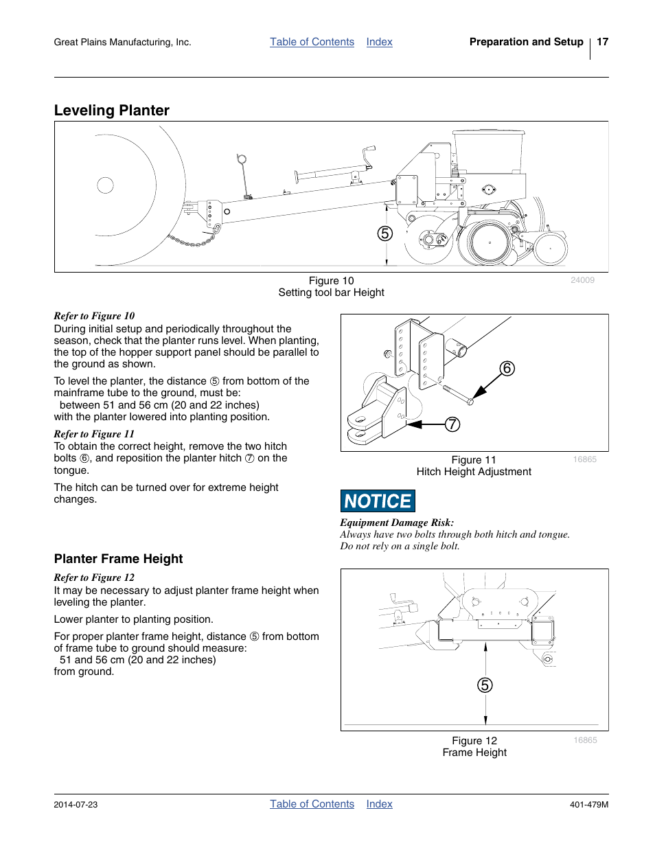 Leveling planter, Planter frame height | Great Plains PD8070 Operator Manual User Manual | Page 21 / 114