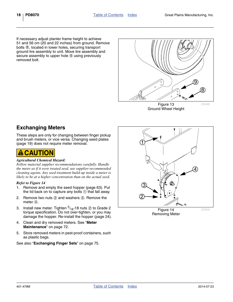 Exchanging meters | Great Plains PD8070 Operator Manual User Manual | Page 22 / 114