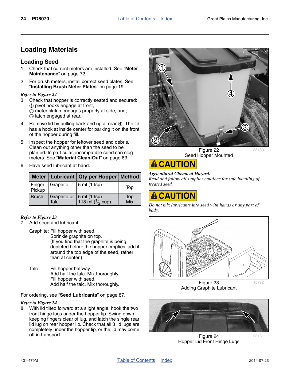 Loading materials, Loading seed | Great Plains PD8070 Operator Manual User Manual | Page 28 / 114