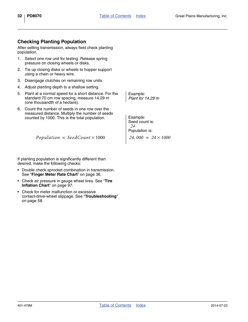 Checking planting population | Great Plains PD8070 Operator Manual User Manual | Page 36 / 114