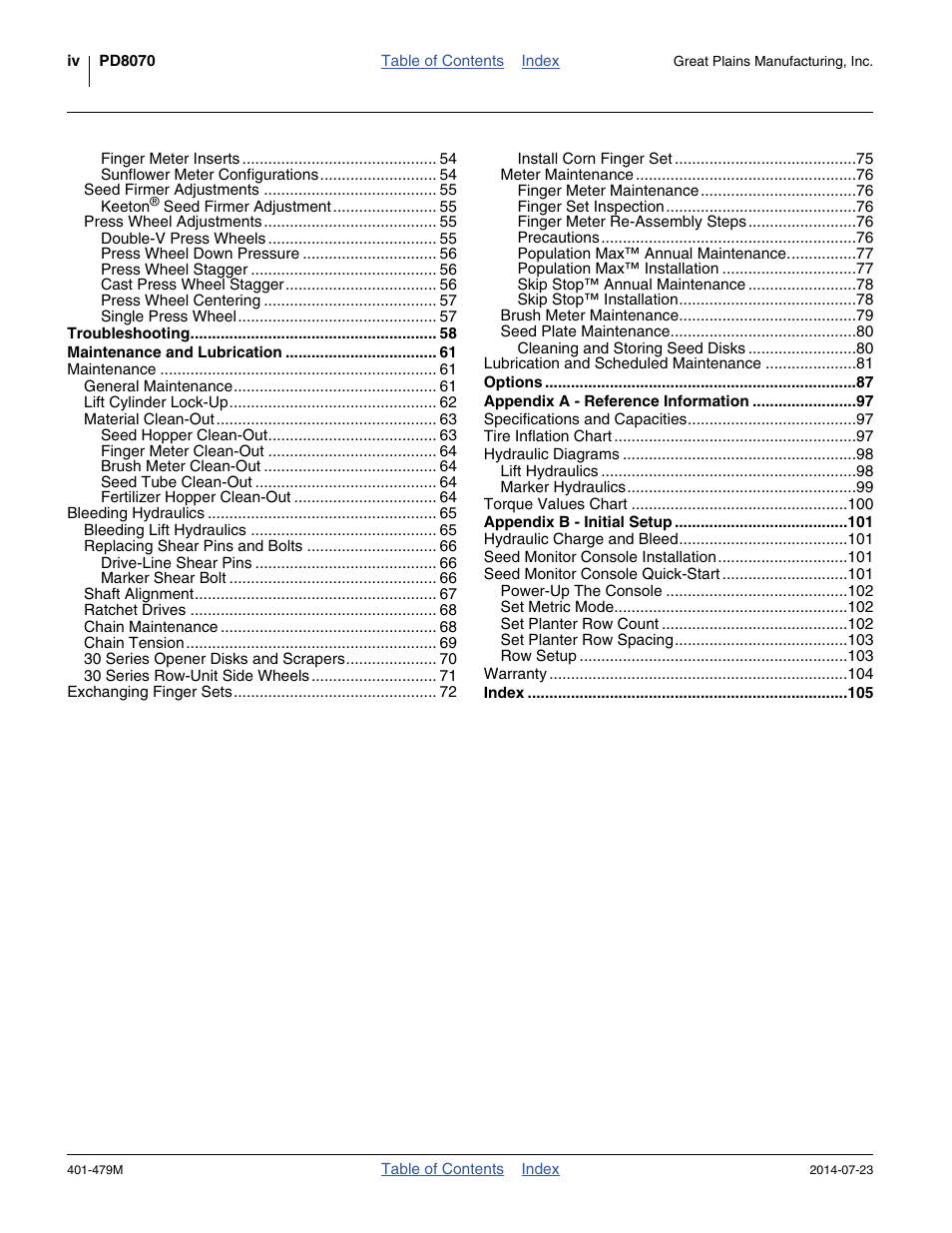 Great Plains PD8070 Operator Manual User Manual | Page 4 / 114