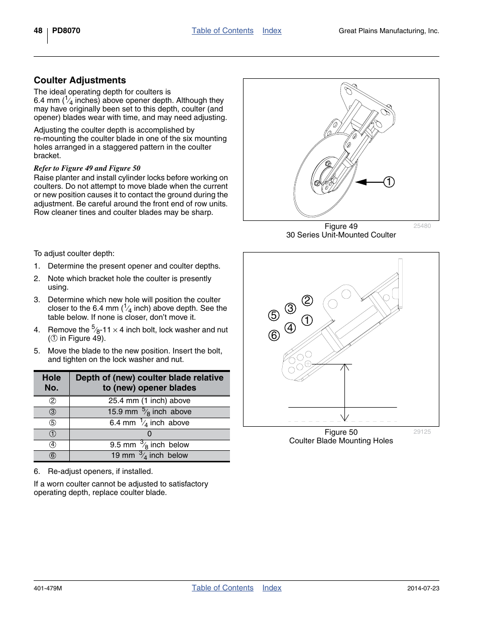 Coulter adjustments | Great Plains PD8070 Operator Manual User Manual | Page 52 / 114
