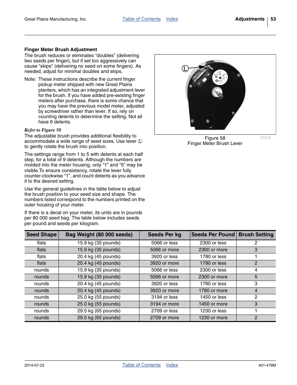 Finger meter brush adjustment | Great Plains PD8070 Operator Manual User Manual | Page 57 / 114