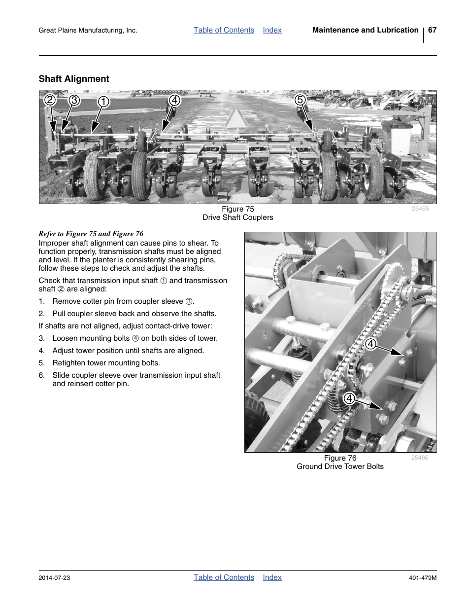 Shaft alignment | Great Plains PD8070 Operator Manual User Manual | Page 71 / 114