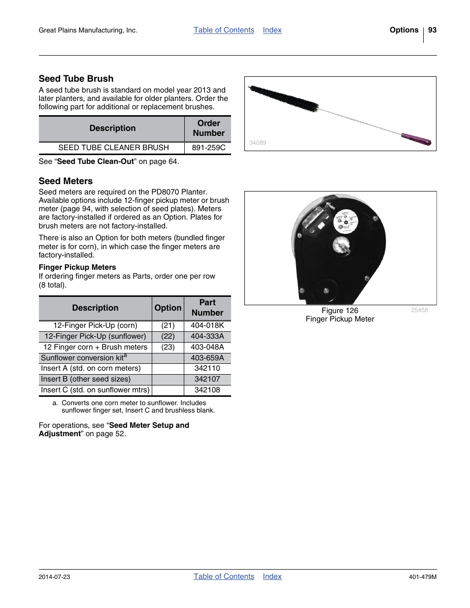 Seed tube brush, Seed meters, Finger pickup meters | Great Plains PD8070 Operator Manual User Manual | Page 97 / 114
