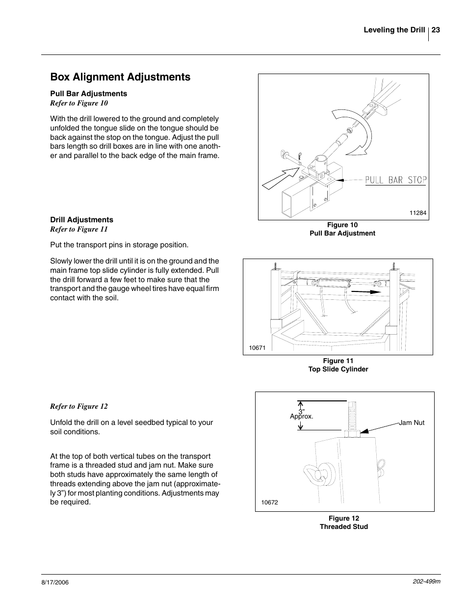 Box alignment adjustments, Pull bar adjustments, Drill adjustments | Great Plains 2SNG30 Operator Manual User Manual | Page 25 / 40