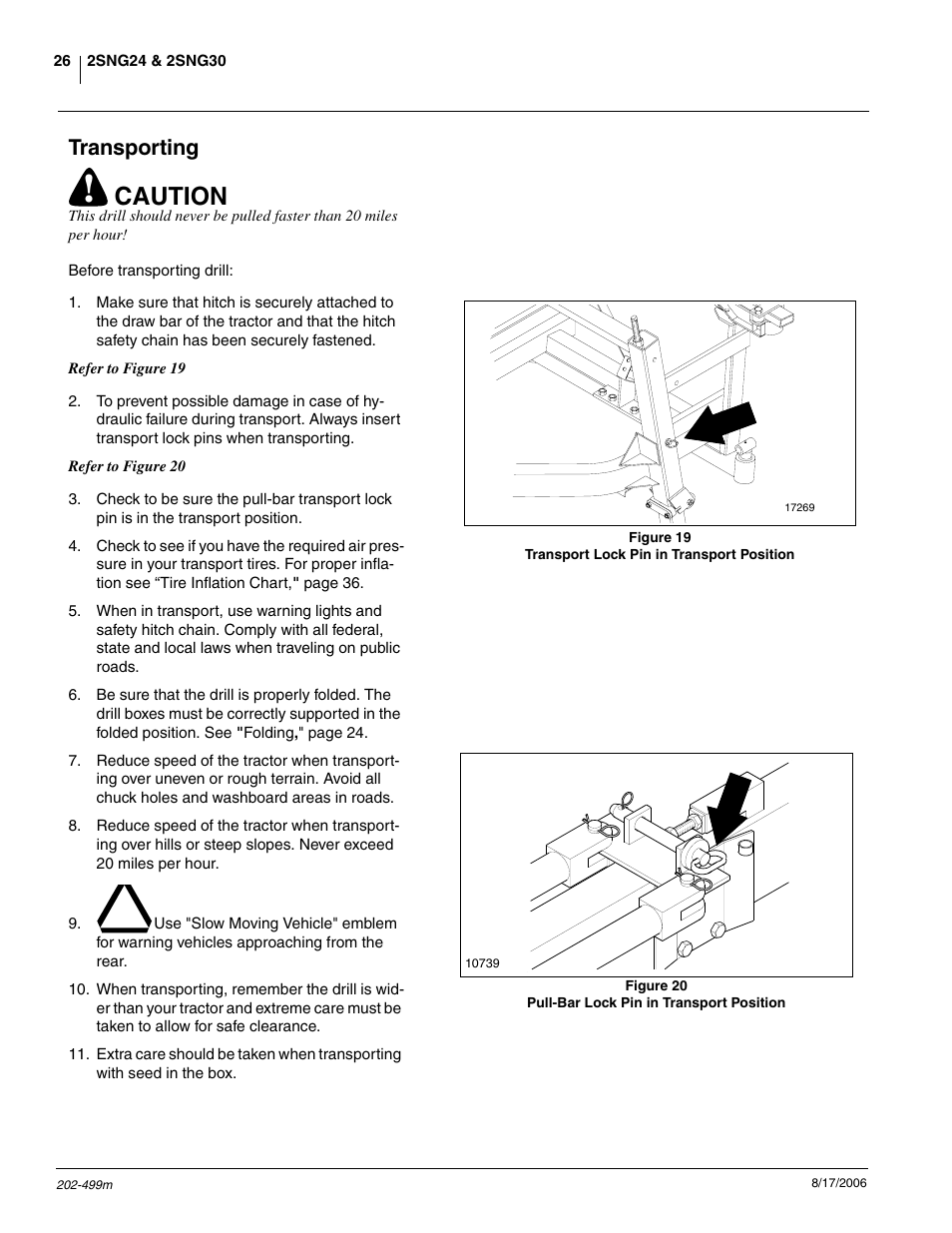 Transporting, Caution | Great Plains 2SNG30 Operator Manual User Manual | Page 28 / 40
