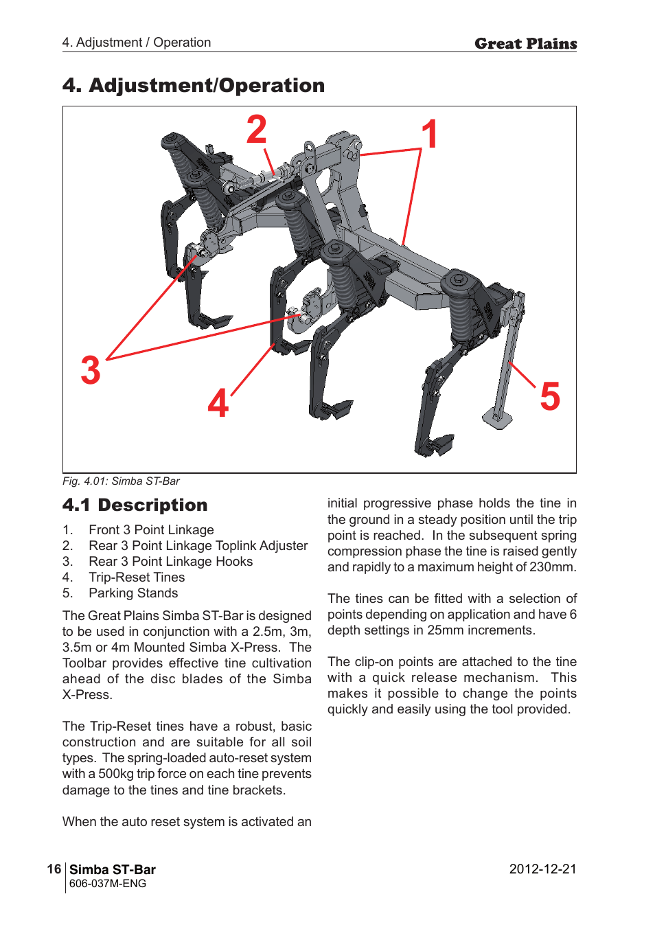 Adjustment/operation | Great Plains ST-Bar Operator Manual User Manual | Page 16 / 20