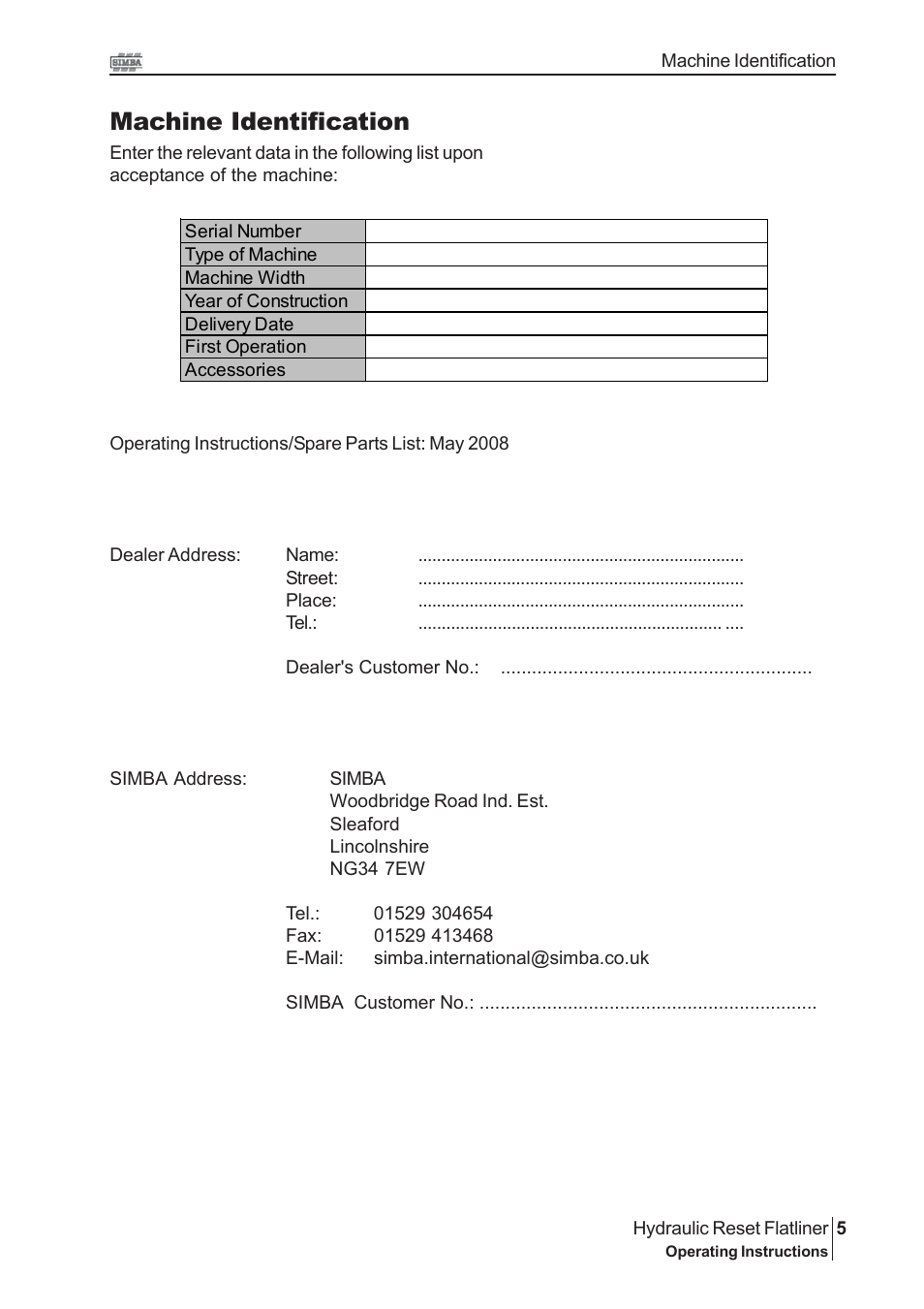 Machine identification | Great Plains P16229 Serial No 18007975 2009 User Manual | Page 5 / 30