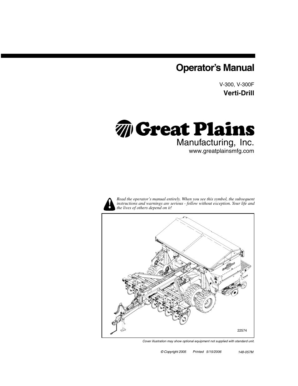 Great Plains V-300F Operator Manual User Manual | 84 pages