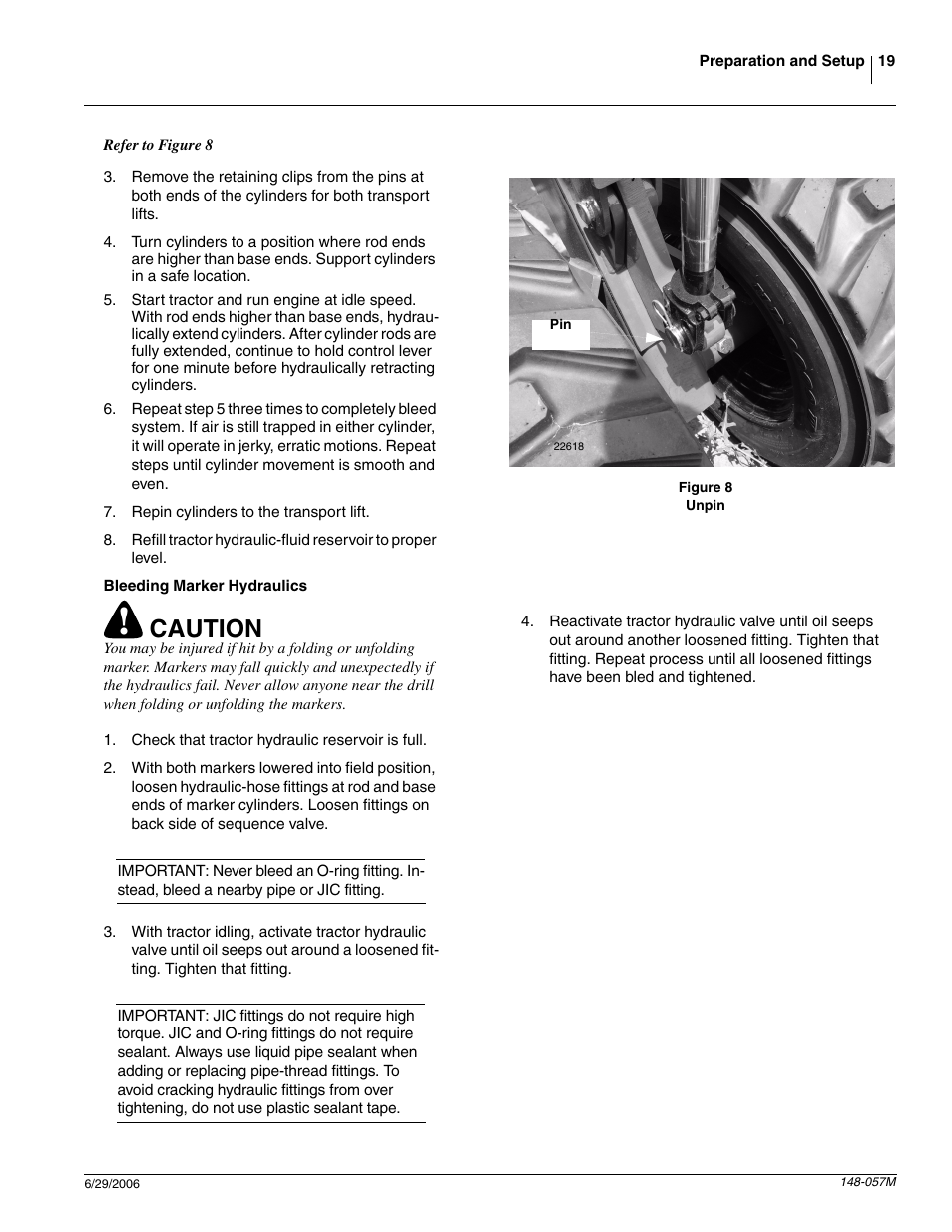 Bleeding marker hydraulics, Caution | Great Plains V-300F Operator Manual User Manual | Page 21 / 84