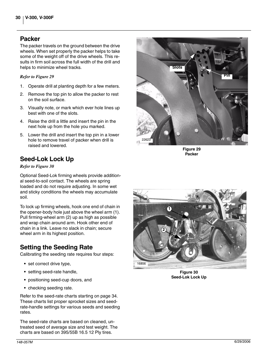 Packer, Seed-lok lock up, Setting the seeding rate | Great Plains V-300F Operator Manual User Manual | Page 32 / 84