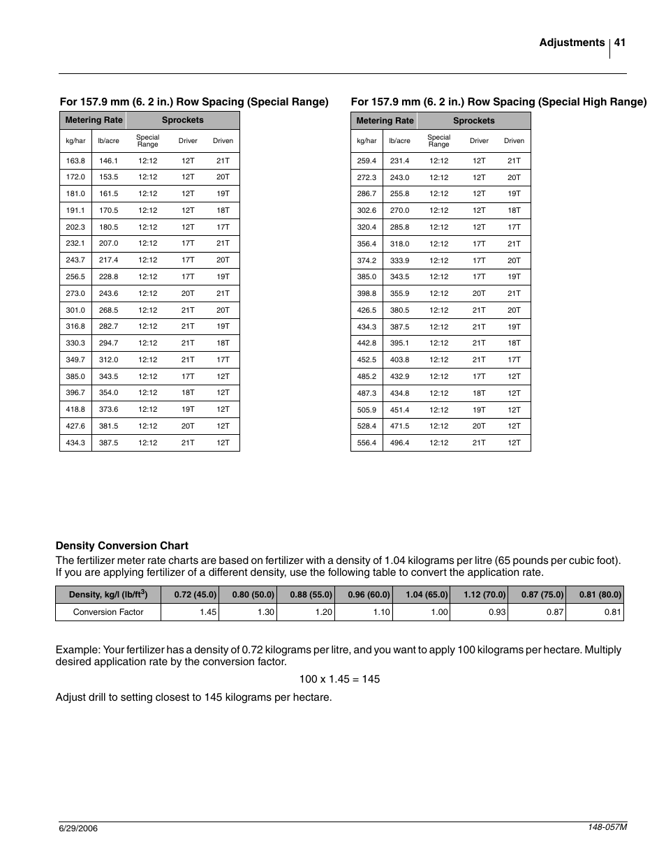 Density conversion chart | Great Plains V-300F Operator Manual User Manual | Page 43 / 84