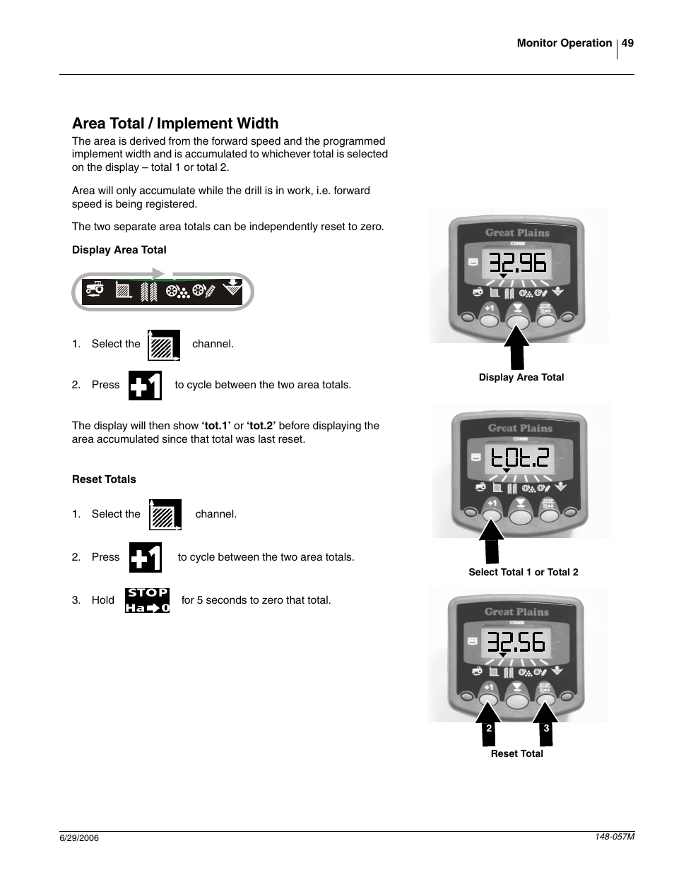 Area total / implement width | Great Plains V-300F Operator Manual User Manual | Page 51 / 84