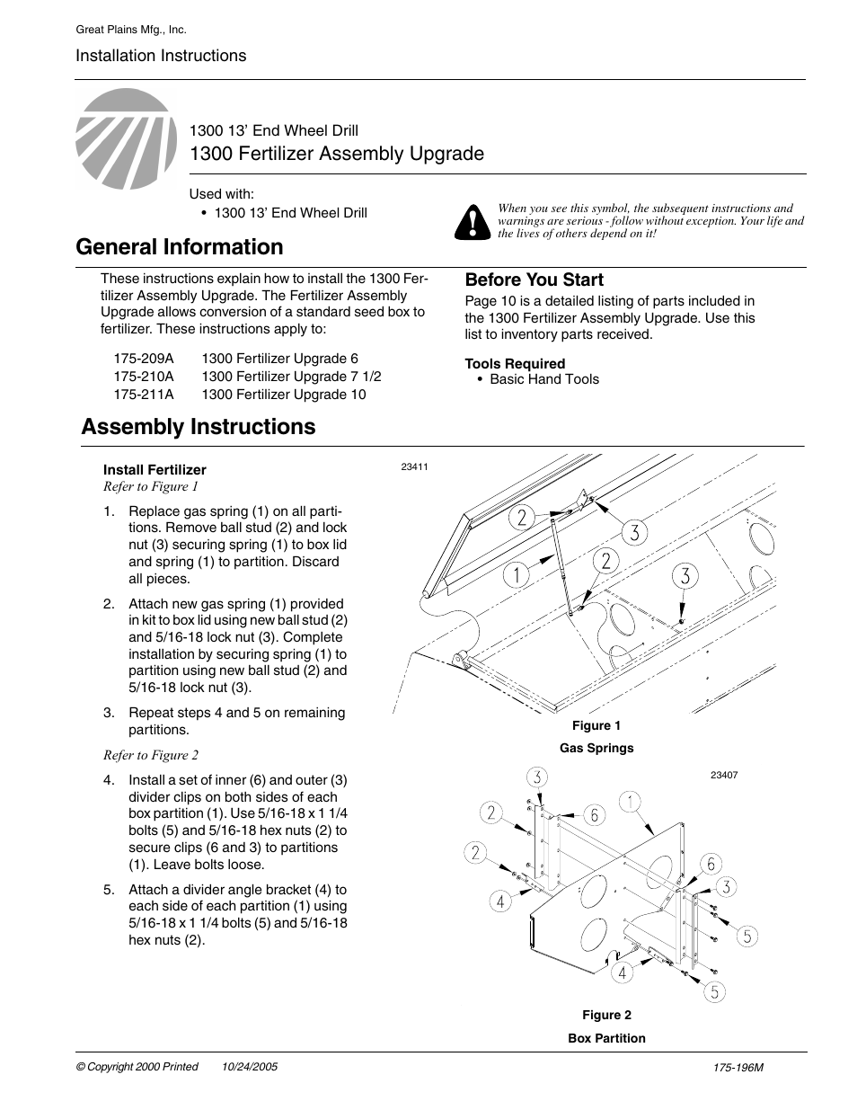 Great Plains 1300 Fertilizer Assembly Instructions User Manual | 11 pages