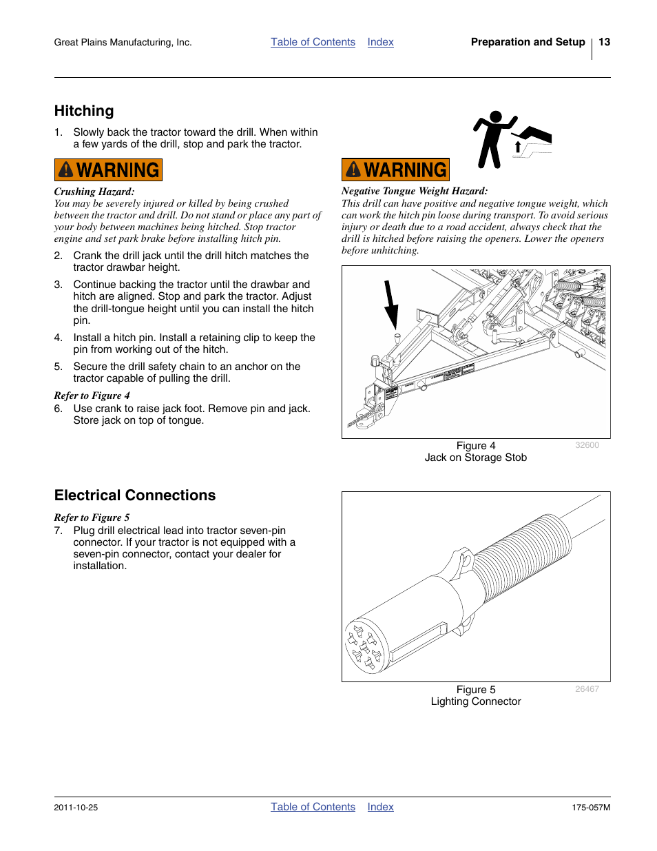 Hitching, Electrical connections, Hitching electrical connections | Great Plains 800 Operator Manual User Manual | Page 17 / 70