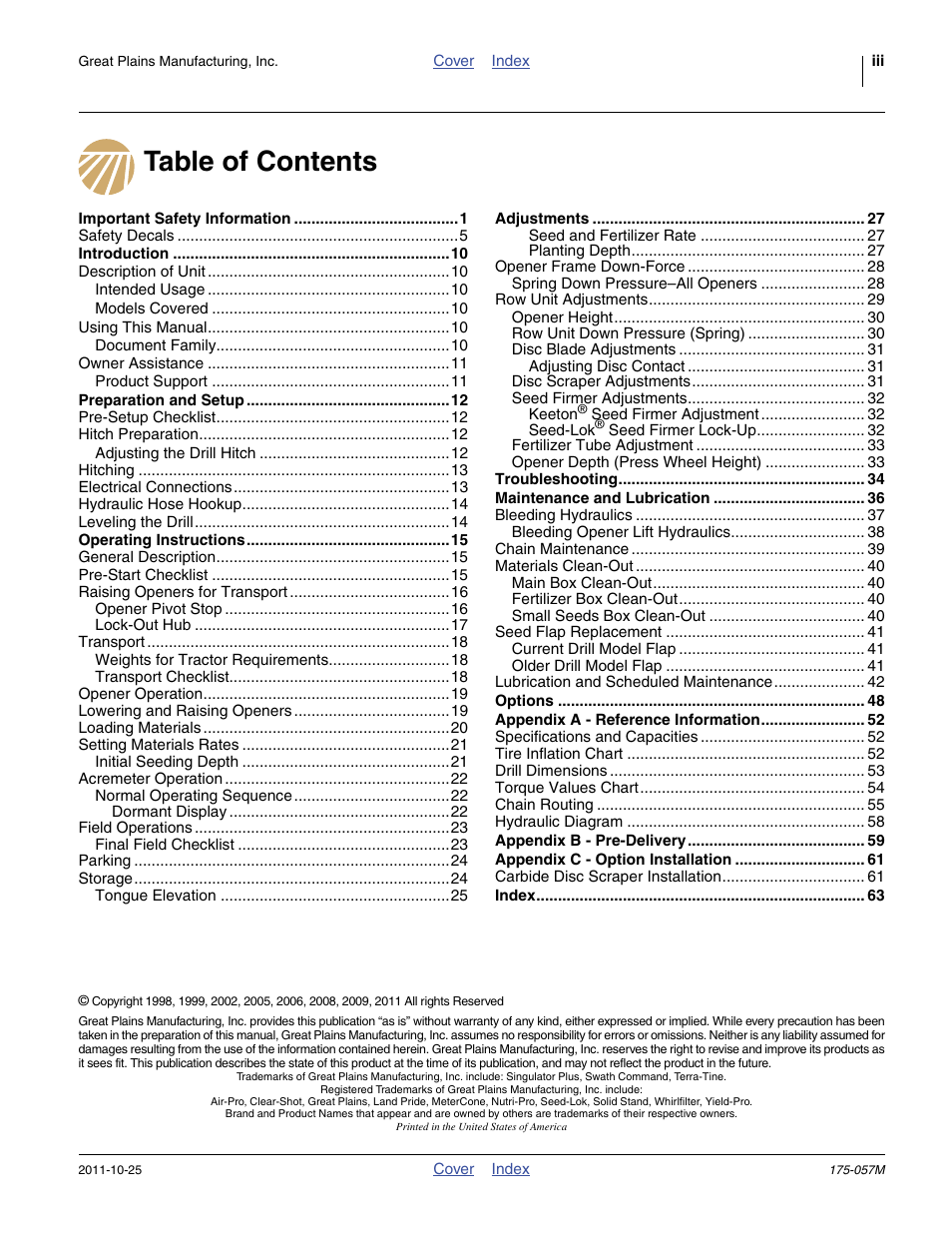 Great Plains 800 Operator Manual User Manual | Page 3 / 70