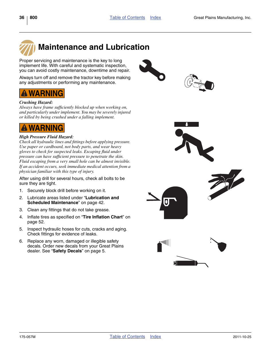 Maintenance and lubrication | Great Plains 800 Operator Manual User Manual | Page 40 / 70