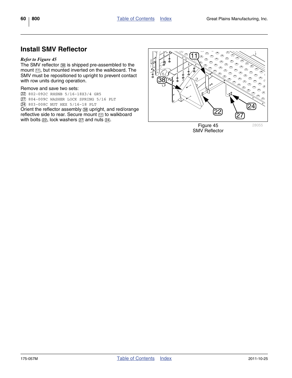 Install smv reflector | Great Plains 800 Operator Manual User Manual | Page 64 / 70