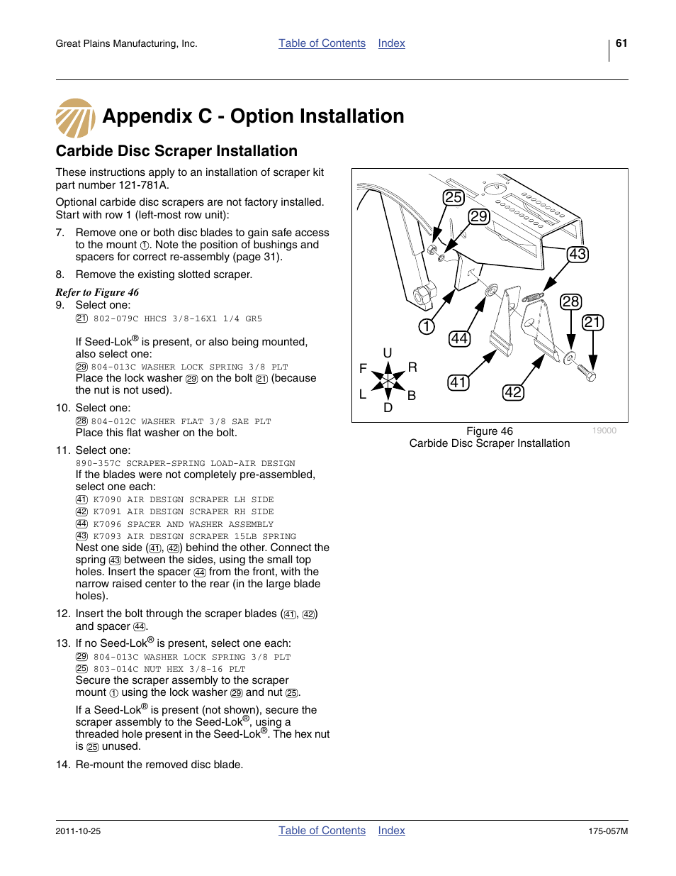 Appendix c - option installation, Carbide disc scraper installation | Great Plains 800 Operator Manual User Manual | Page 65 / 70